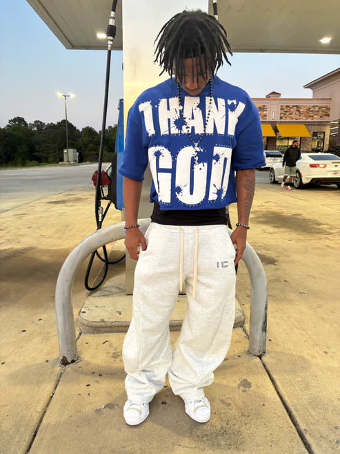 “THANK GOD” (BLUE) DROP SHOULDER TEE