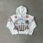 "HOLY" DISTRESSED ZIP